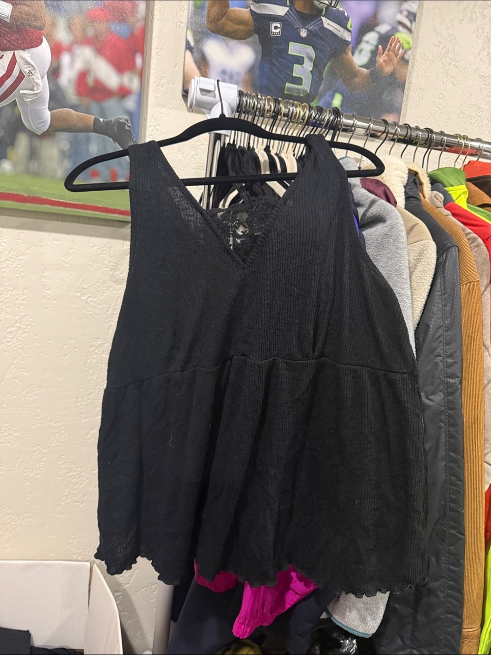 Maurices Black V-Neck Smocked Peplum Camisole